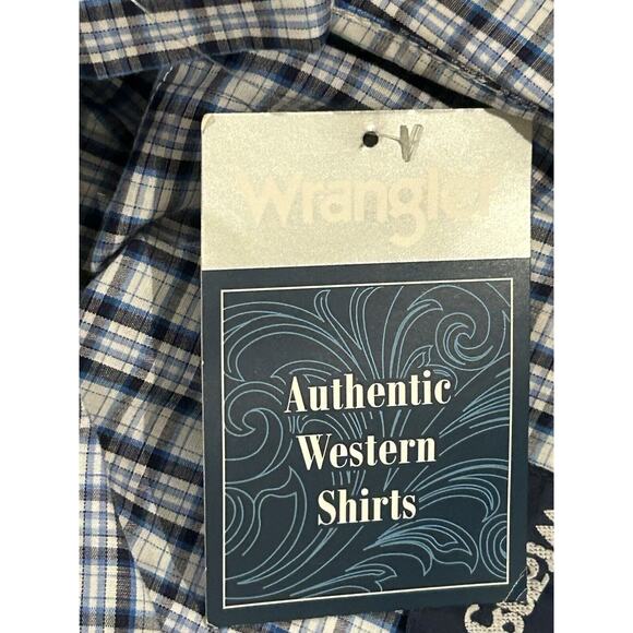 NWT Wrangler Blue Plaid Button Up Shirt Men's size XL - Picture 5 of 5